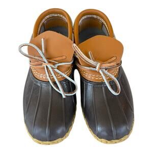 L.L. Bean Low Bean Duck Boots Boat Shoes Tan/Navy, Women's 9 Narrow‎ (2A)